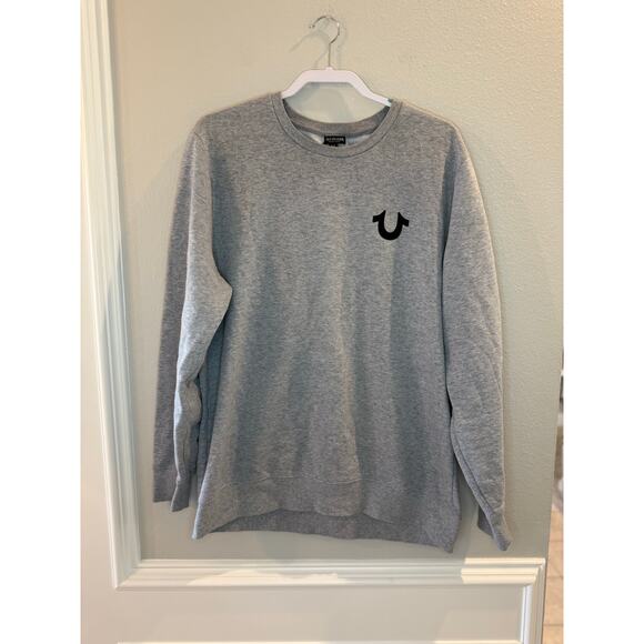 True Religion Unisex Grey Crewneck Fleece Sweatshirt Size 2XL - Picture 1 of 6